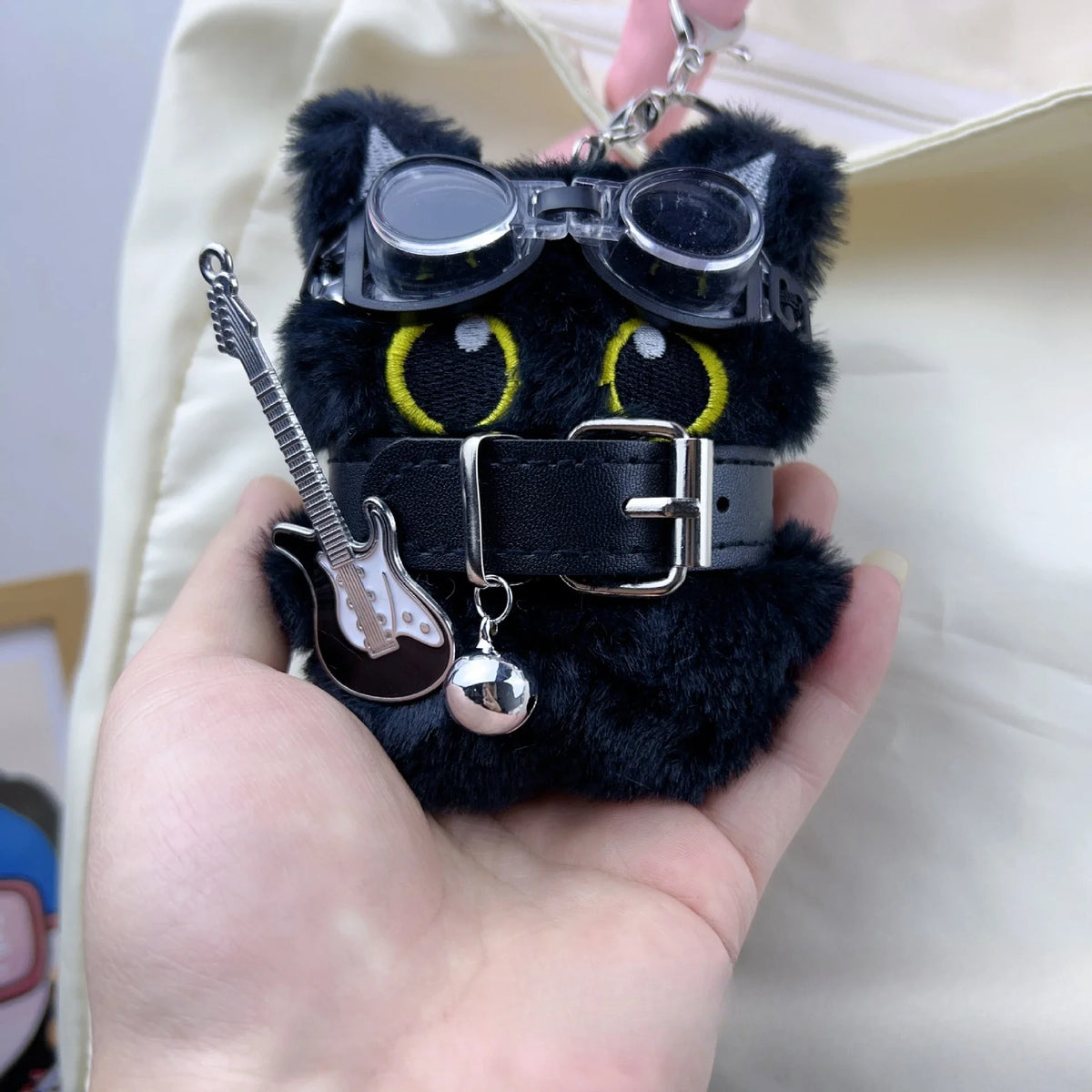 Punk Style Black Cat Keychain Cute Big Eye Cat Bag Charm Gift