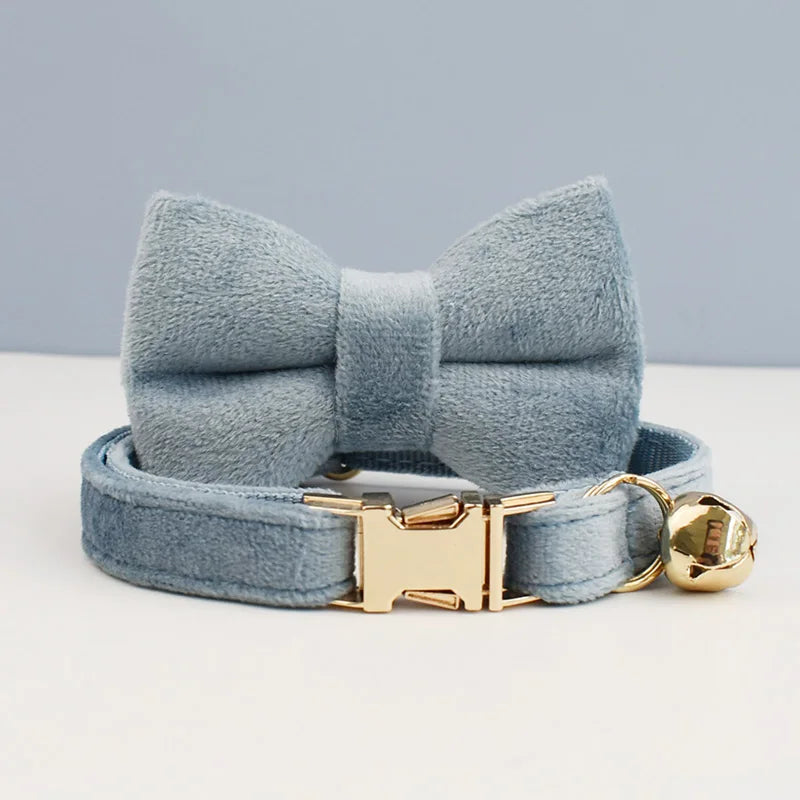 Custom Engraved Bowknot Cat Collar