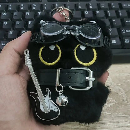 Punk Style Black Cat Keychain Cute Big Eye Cat Bag Charm Gift