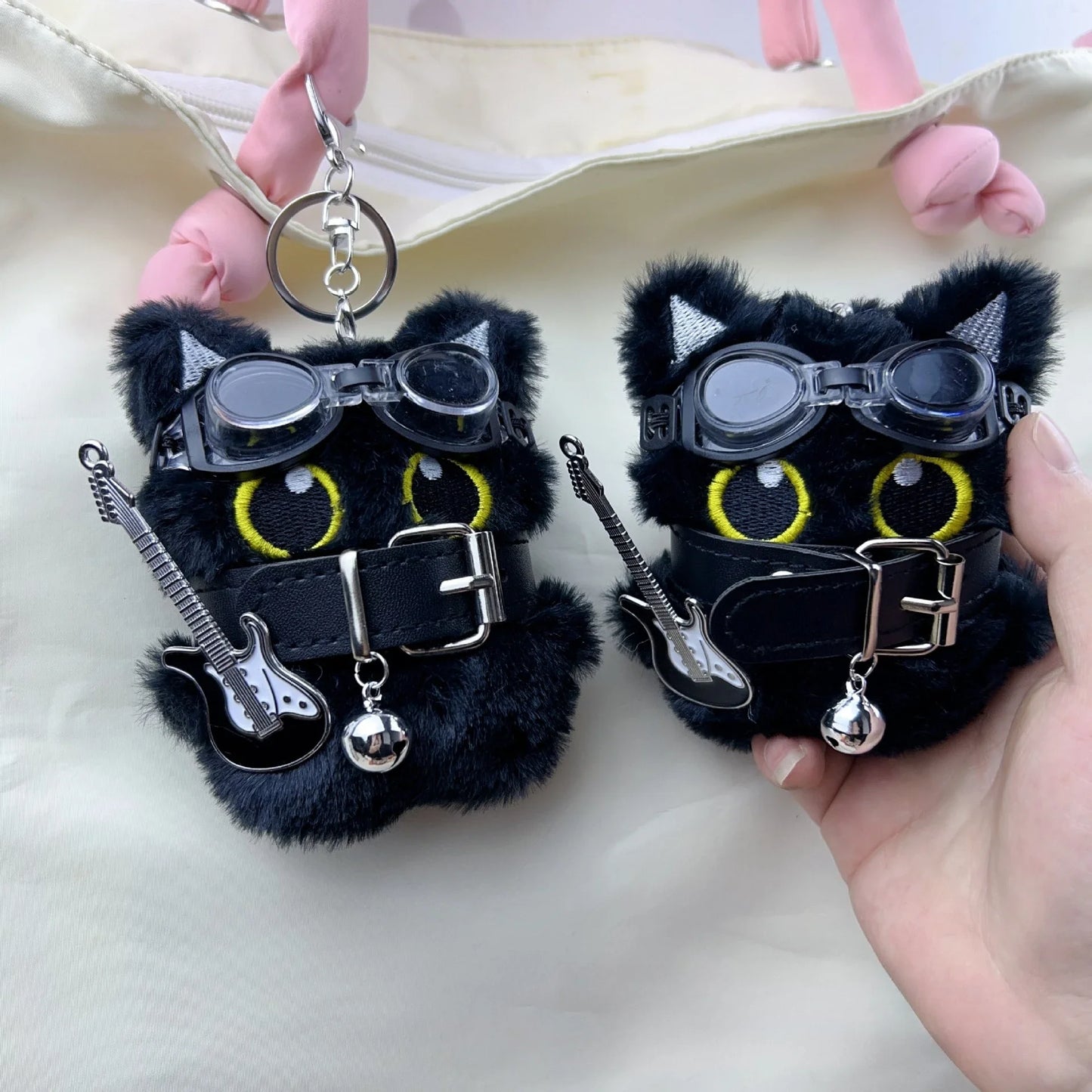 Punk Style Black Cat Keychain Cute Big Eye Cat Bag Charm Gift