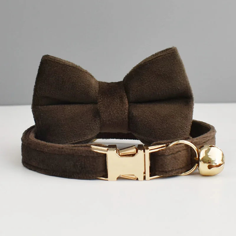 Custom Engraved Bowknot Cat Collar