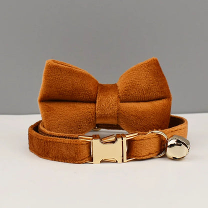 Custom Engraved Bowknot Cat Collar