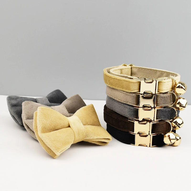 Custom Engraved Bowknot Cat Collar