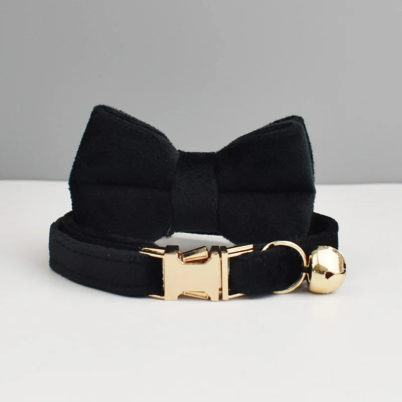 Custom Engraved Bowknot Cat Collar