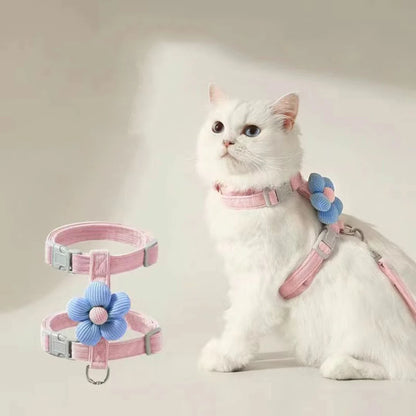 Cat Harness and Leash Sets Adjustable Dog Harness for Small Dog Leash Breashable Pet Harness Out Walking Dog Strap Cat Accessory