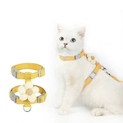 Cat Harness and Leash Sets Adjustable Dog Harness for Small Dog Leash Breashable Pet Harness Out Walking Dog Strap Cat Accessory