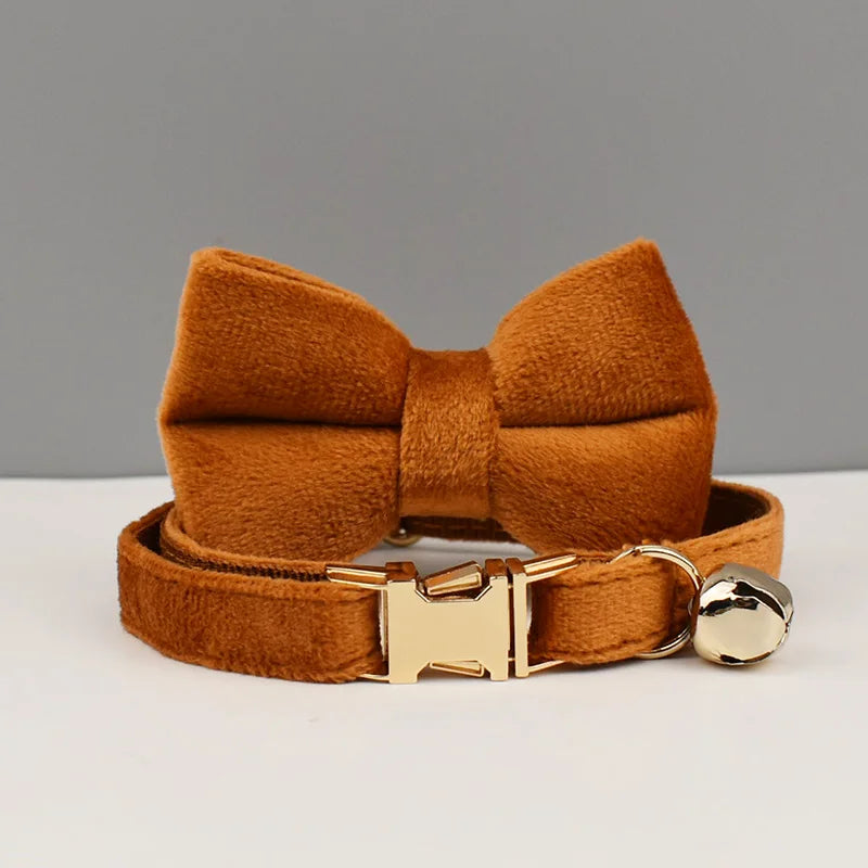 Custom Engraved Bowknot Cat Collar