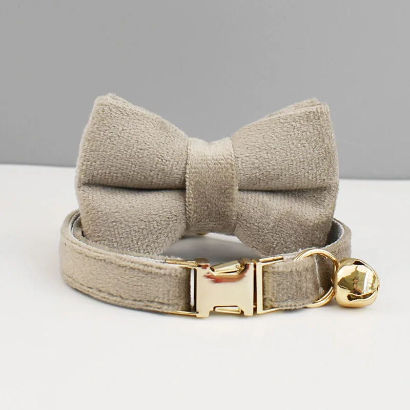 Custom Engraved Bowknot Cat Collar