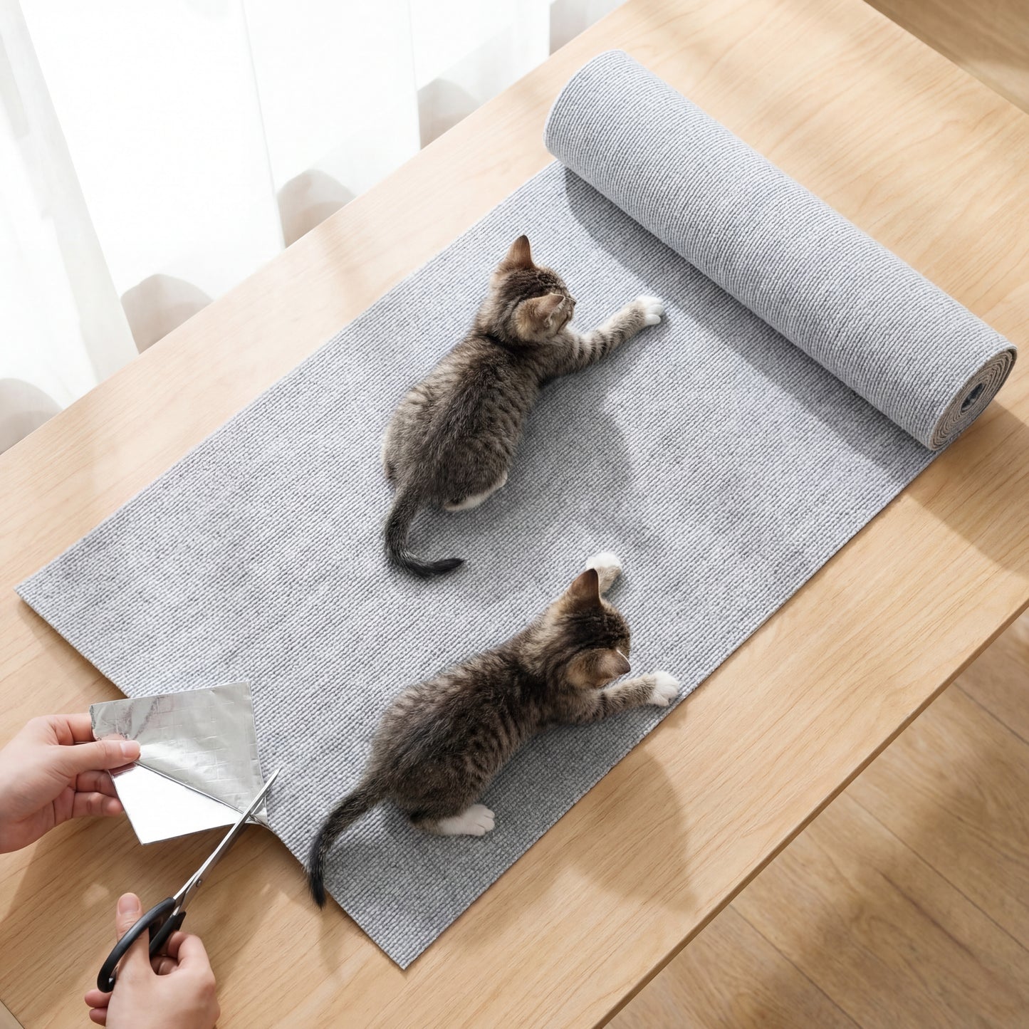 Self-Adhesive Cat Scratching Mat Trimmable Cat Carpet Cat Scratching Carpet Corner Wall Cat DIY Scratch Sofa Furniture Protector