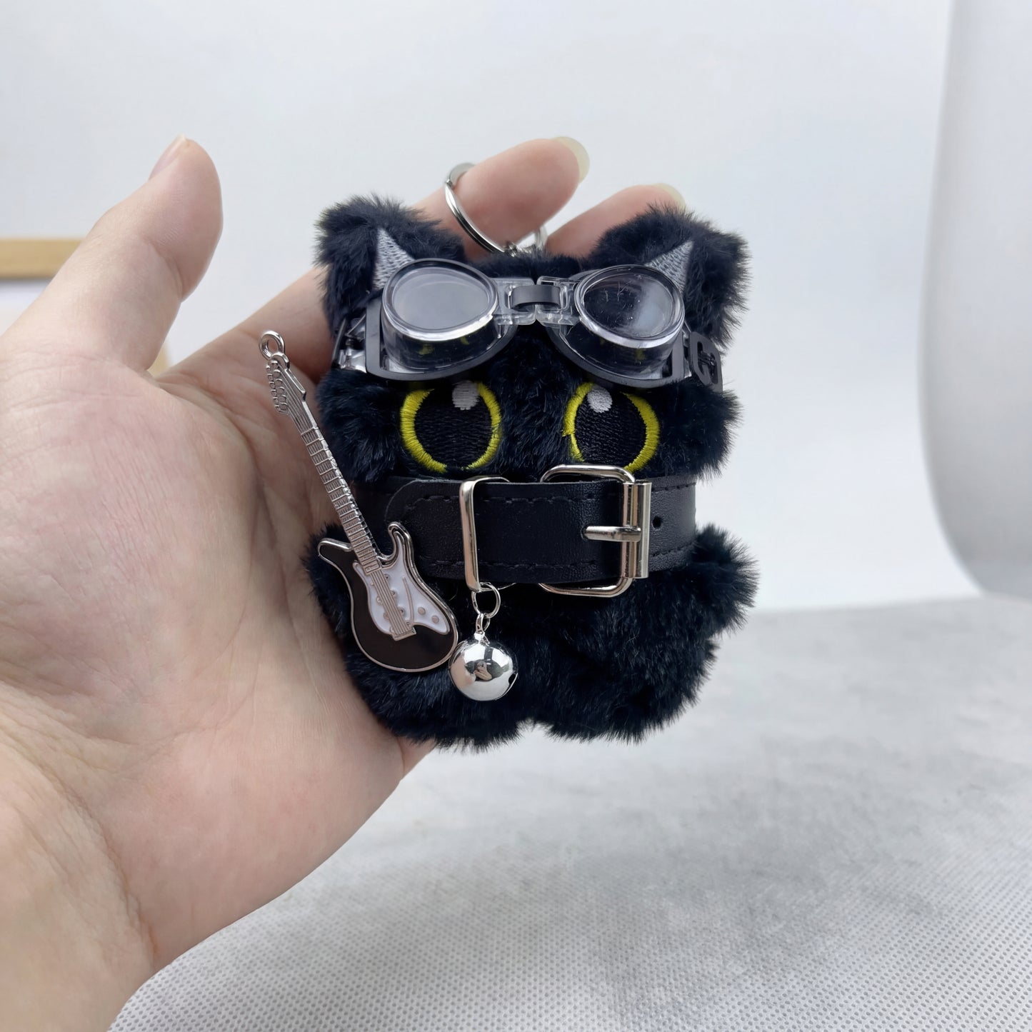 Punk Style Black Cat Keychain Cute Big Eye Cat Bag Charm Gift