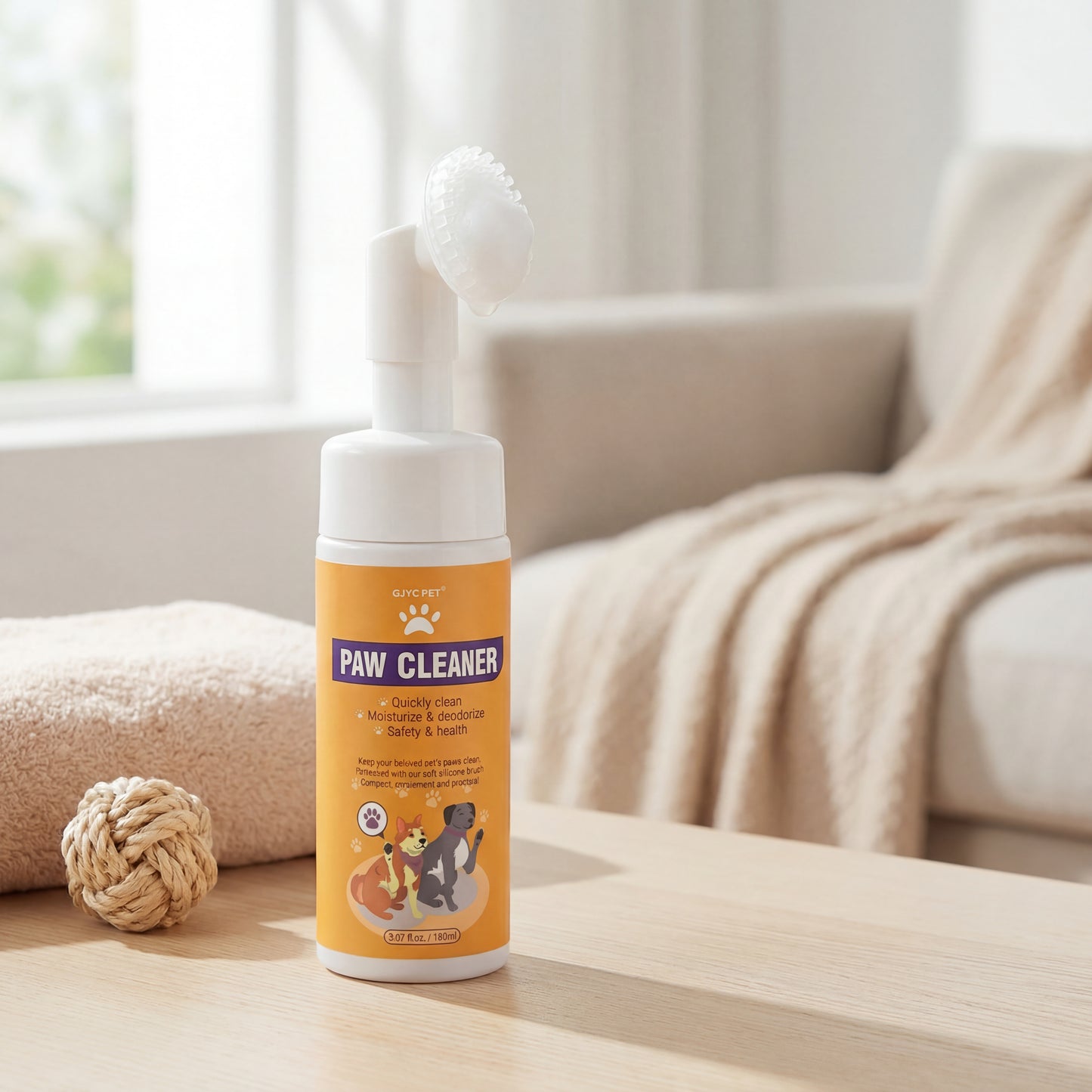 Paw Cleaner for Dogs and Cats,Magic Foam - Clean Paws No-Rinse Foaming Cleanser-Dry Shampoo, Foot Cleaner Brush - with Rose Extract, Odor Control Wash - Good for Puppy