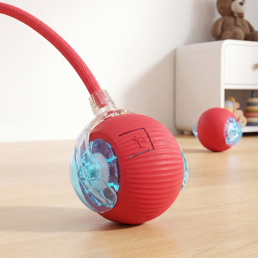 Cat Interactive Ball Toy, Automatic Rolling Ball with Tail, Rechargeable Smart Pet Interactive Toy, Intelligent Mouse for Cat