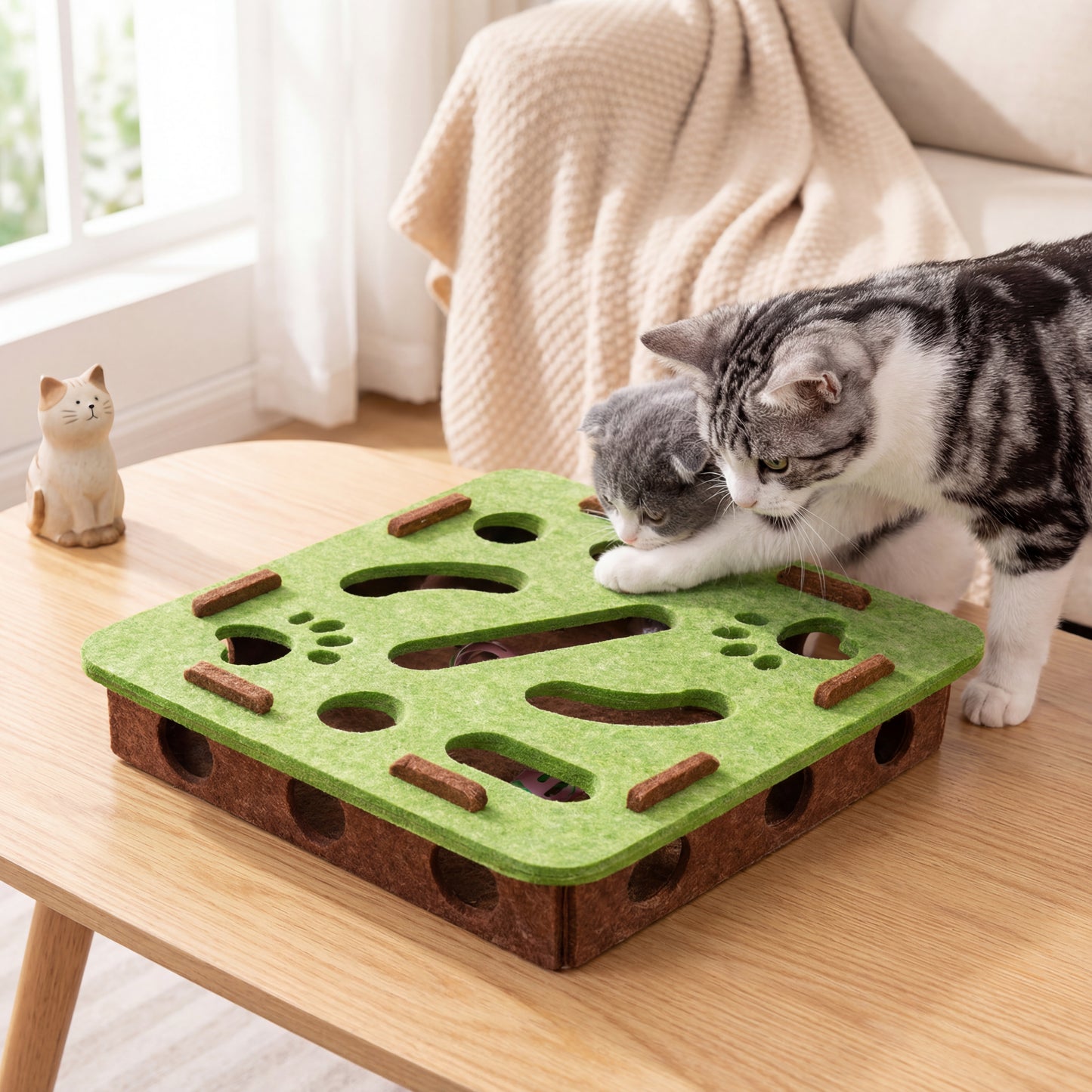 Cat Puzzle Toy Felt Puzzle Box Cat Exercise Toy With Ball Indoor Sports Entertainment Hunting Cat Toys For Indoor Cats