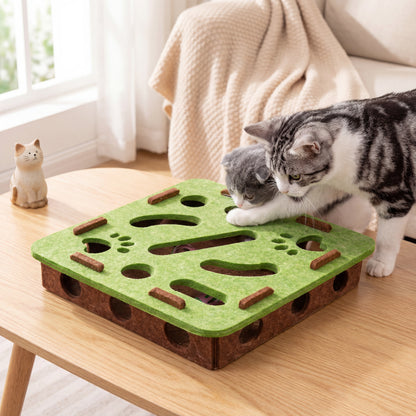 Cat Puzzle Toy Felt Puzzle Box Cat Exercise Toy With Ball Indoor Sports Entertainment Hunting Cat Toys For Indoor Cats