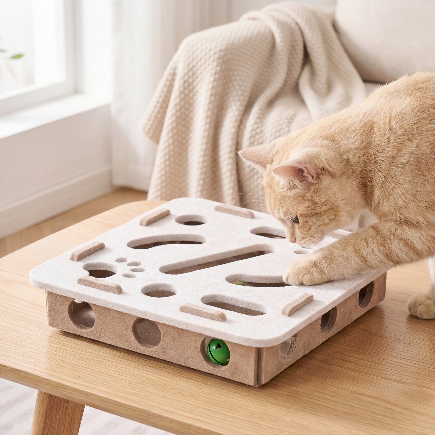 Cat Puzzle Toy Felt Puzzle Box Cat Exercise Toy With Ball Indoor Sports Entertainment Hunting Cat Toys For Indoor Cats